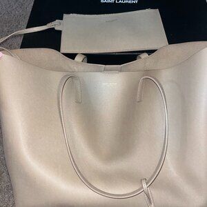 Shopping Saint Laurent in leather DARK BEIGE